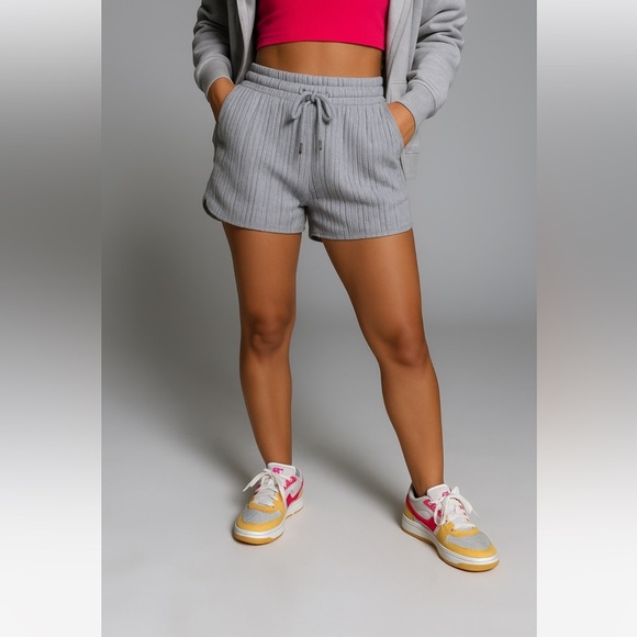 SOHO APPAREL LTD. | Bluish Grey Women's Textured Rayon Shorts - Picture 1 of 10